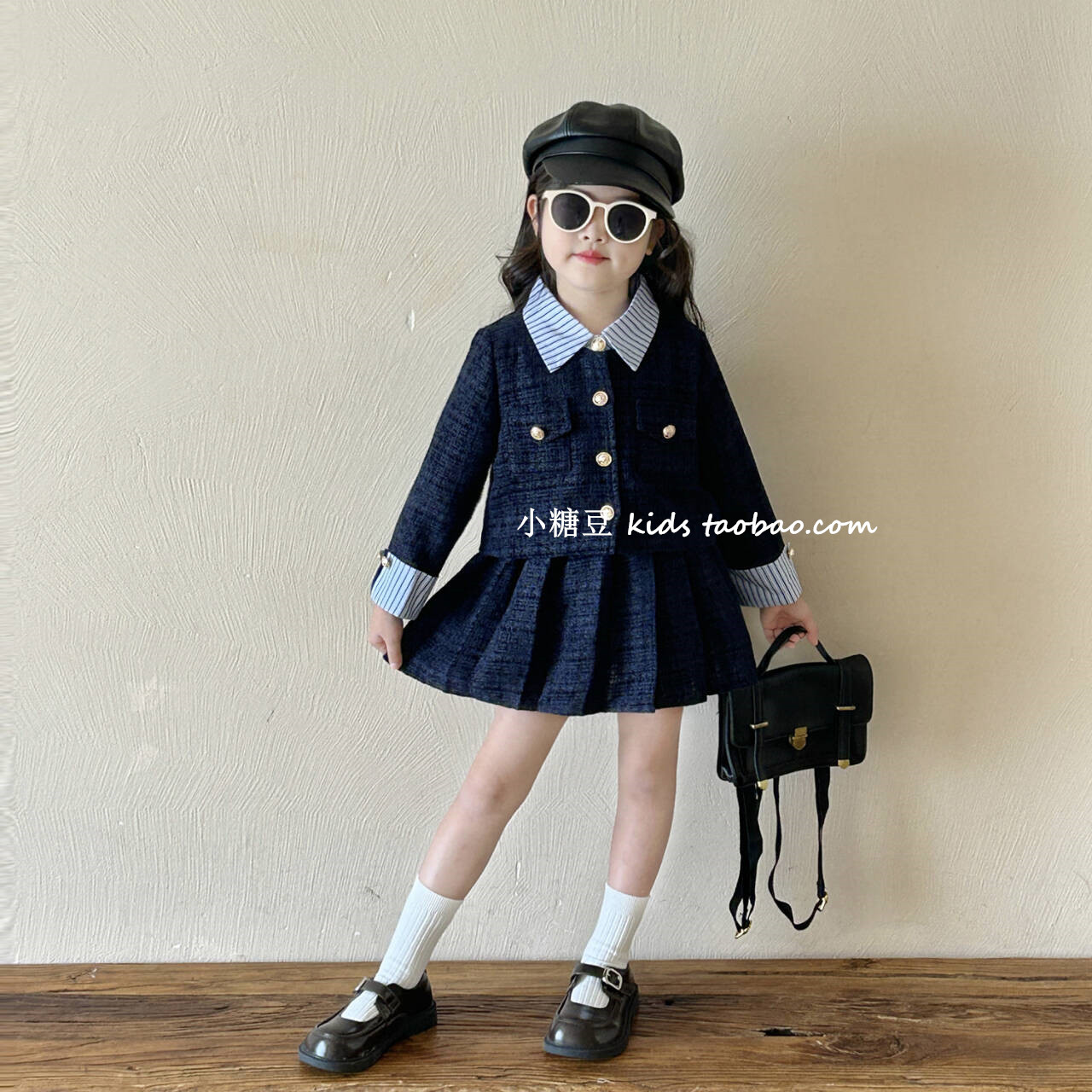 女童小香风外套百褶裙套装2026春季新款女孩气质学院风短裙两件套,淘宝优惠券,粉丝福利购,淘宝优惠卷