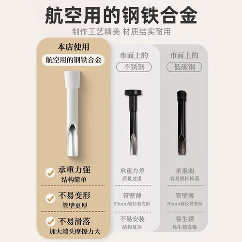 免打孔伸缩杆窗帘杆浴帘杆免安装晾衣杆衣柜杆子门帘杆不锈钢直杆 - 图0