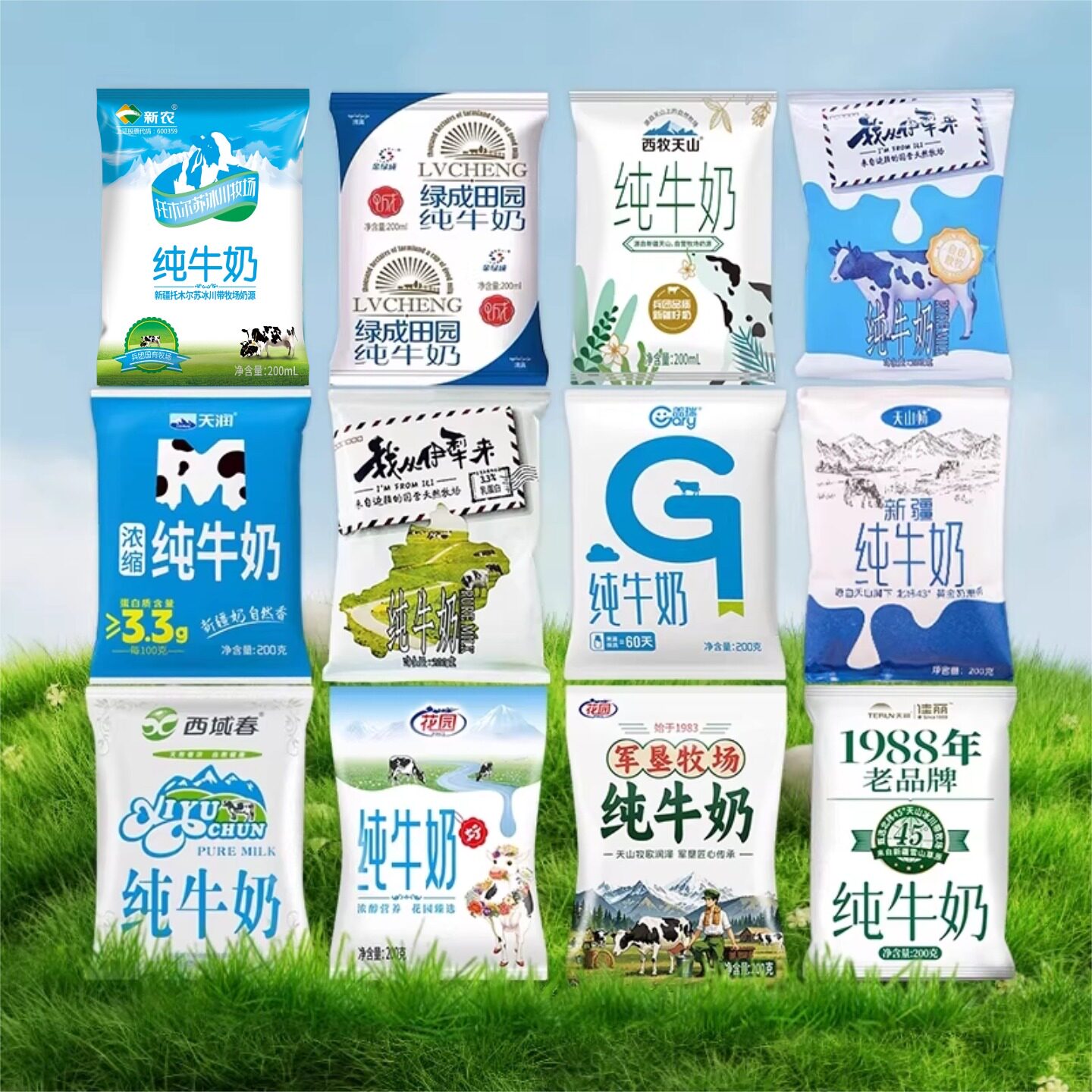 新疆牛奶组合装纯牛奶混搭西域春西牧天山情花园新农盲盒早餐奶 图 4