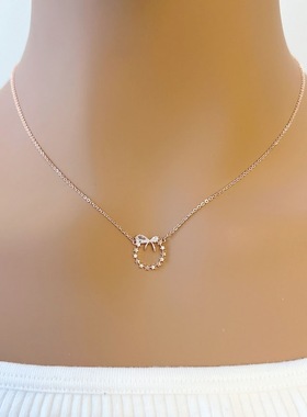 Chomel甜美蝴蝶结锁骨项链