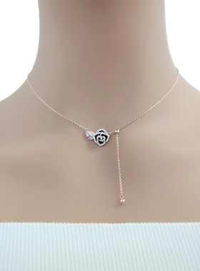 Chomel精致浪漫玫瑰花吊坠项链