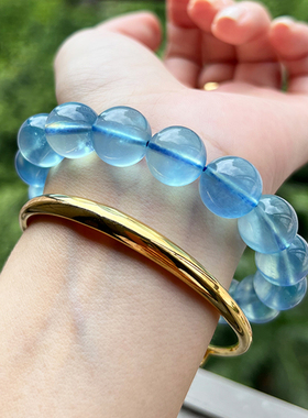 稀有级高冰天然海蓝宝手链