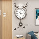 Nordic deer head wall clock for living room home light luxury hanging