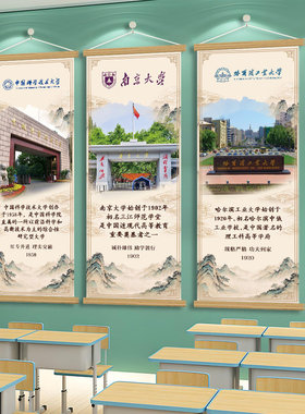 历史沿革宣传画中式大学校园挂画