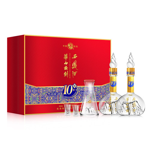 西凤酒礼盒 52度华山论剑10年 高度白酒过节送礼 凤香型500ml*2瓶 - 图0