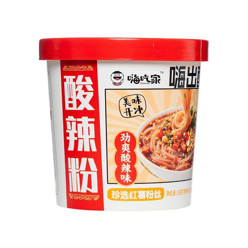 清真嗨吃家劲爽酸辣粉136g*6桶装红薯粉休闲小吃方便速食冲泡食品,淘宝优惠券,粉丝福利购,淘宝优惠卷