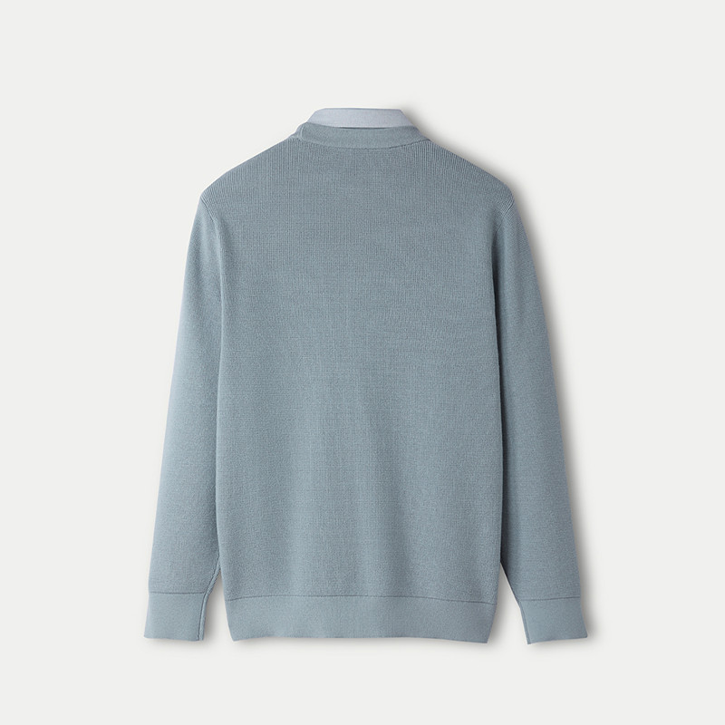 HLA/海澜之家轻商务时尚系列双领针织衫25春秋新提花假两件毛衣男,淘宝优惠券,粉丝福利购,淘宝优惠卷