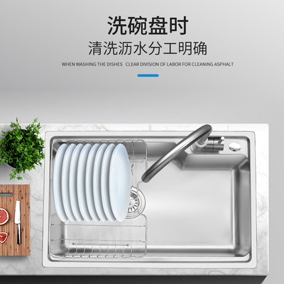 欧琳易清洁水槽单槽304不锈钢厨房水槽洗菜盆台下盆大单槽加厚 虎窝淘