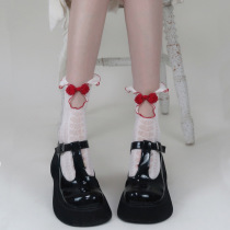 Black Loving Middle Silo Stocking Socks Agaric Lace Retro Qipao Qipao Button Hollowed-out Spring Summer Thin-Breathable Short Socks Jk