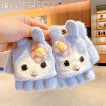 Child semi-finger gloves male and female baby warm knit wool thread gush toddler child anti-cold autumn winter -6 years 4
