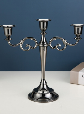 烛台三头五头复古浪漫婚庆道具烛光晚餐餐厅蜡烛台家居欧式摆件