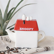Day Ensemble Cartoon Cartoon Marvel Soft Cute Peanut Dog Solid Snow House Styling Ceramic Teapot Kettle For Afternoon Tea Coffee Maker