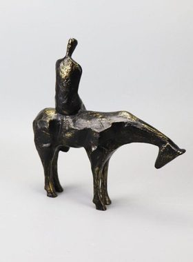 现代新中式轻奢样板雕塑铸铝人物摆件客厅门厅玄关电视柜饰品摆件