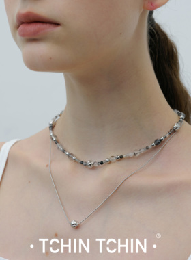 TCHINTCHIN天然水晶黑发晶项链