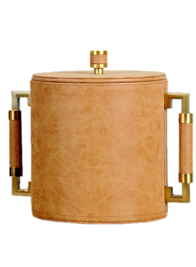 新古典风书房橘色金属圆柱首饰盒