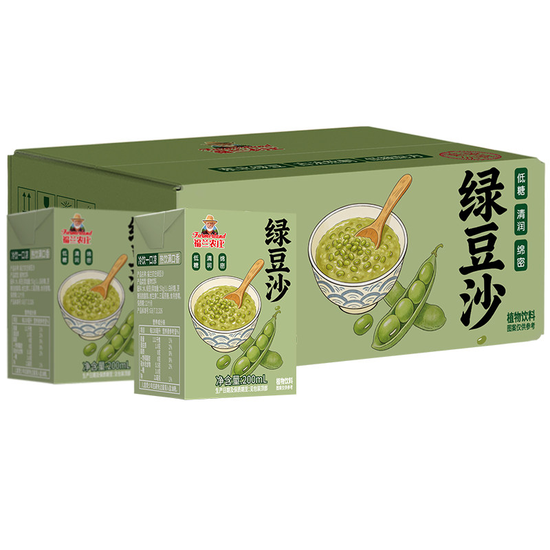 福兰农庄低糖东北绿豆沙植物饮料夏清爽饮品200ml整箱官方旗舰店