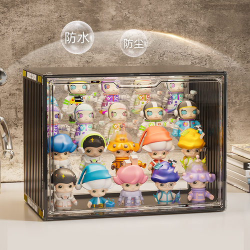 盲盒收纳展示架大容量亚克力透明展示盒子泡泡玛特防尘手办展示柜 - 图1