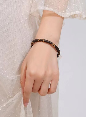 老花皮绳手链情侣款闺蜜手环韩版磁吸个性潮牌男女学生经典手链