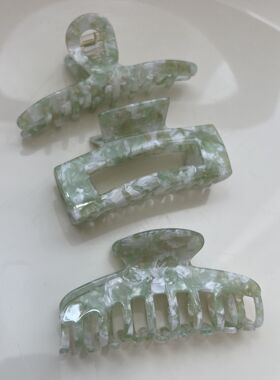 醋酸抓夹牛奶绿色纹理小清新发卡