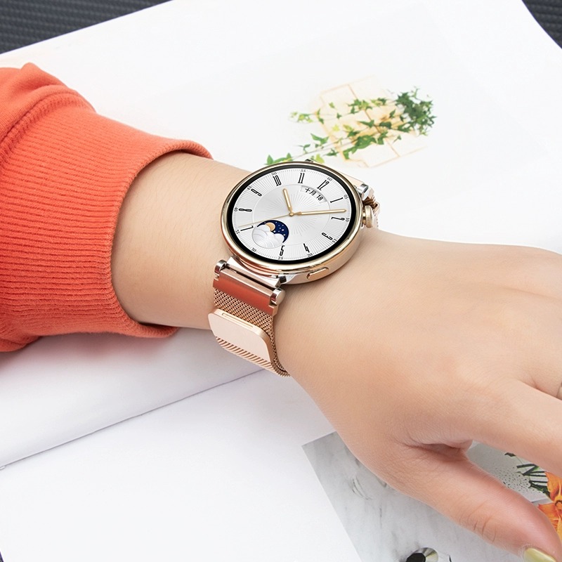 适用华为GT6手表表带gt5新款gt4米兰尼斯gt3运动透气GT3双磁吸pro女士钢带gt2表链回环式男女生秋冬轻奢腕带 - 图3