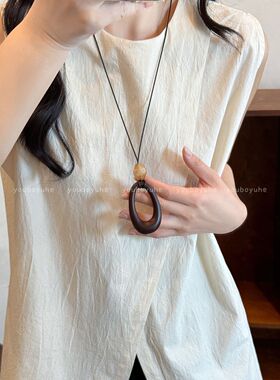 新中式镂空水滴长款项链女高级感轻奢复古毛衣链简约百搭挂脖配饰