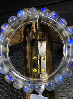 天然水晶蓝光拉长石单圈圆柱手串灰月光手链原始打磨男女同款装饰