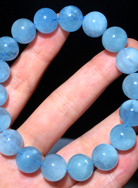 天然蓝色水晶海蓝宝手链饰品礼物