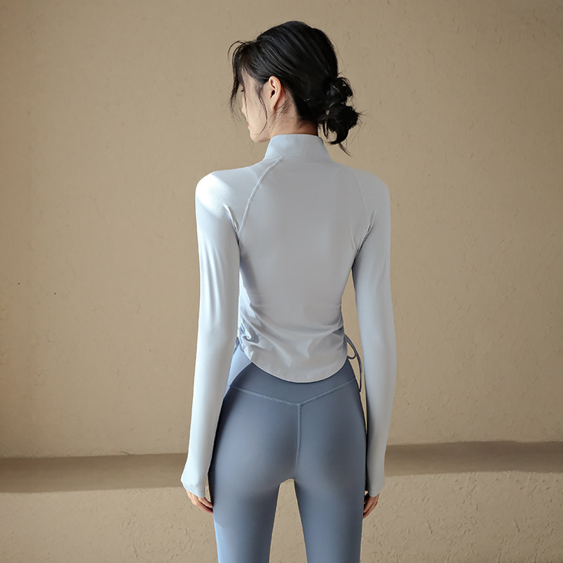 Ackdcs抽绳瑜伽服长袖女收腰显瘦运动上衣立领拉链健身外套秋冬款,淘宝优惠券,粉丝福利购,淘宝优惠卷