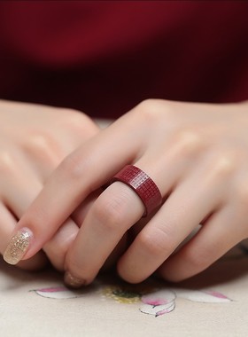 高含天然朱砂心经戒指男女紫金砂饰品平安本命虎年六字真言红指环