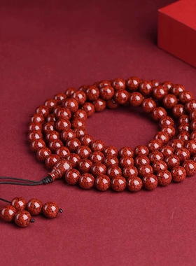 晶体朱砂手链男女108颗念珠佛珠三圈多圈晶体砂手串晶体砂手链