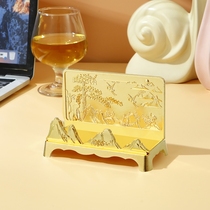 Metal Qinggu Bronze Retro Chinese Style Business Card Holder Business Office Front Office Business Card Cards Containing Desktop Pendulum Pieces