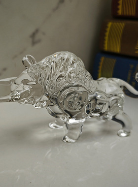 水晶牛摆件礼物工艺品酒柜装饰