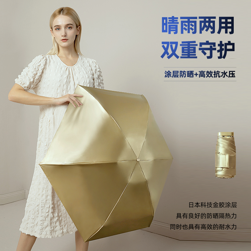 近江小熊太阳伞晴雨两用迷你遮阳防晒防紫外线小轻便卡片扁伞