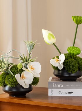 酒店餐厅仿真花艺会所桌面茶几高端摆花装饰桌花盆栽造景软装摆件