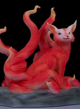 速发汉白玉九尾狐小狐狸摆件狐家用家小动物艺胡桌面车载工家小摆