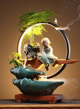 速发循环流水摆件创意灯办公桌室面客厅玄关中迁乔式开业招财礼品