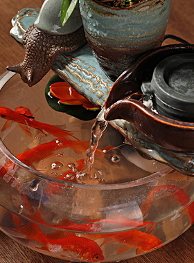 速发客流小型鱼缸厅水摆件桌面喷泉循环水植物盆栽办公室招财开业