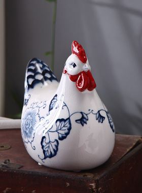 速发吉祥大红鸡陶瓷摆件十二生肖鸡创意家居饰品艺术装饰客厅工艺