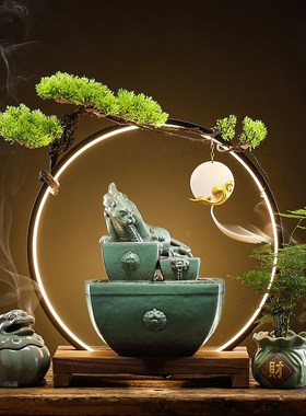 速发日进斗金流水厅件循环水开摆创意家居高档办公室桌面客店开业