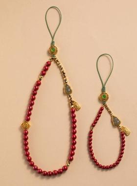 杭州灵隐朱砂手机链福禄葫芦手串