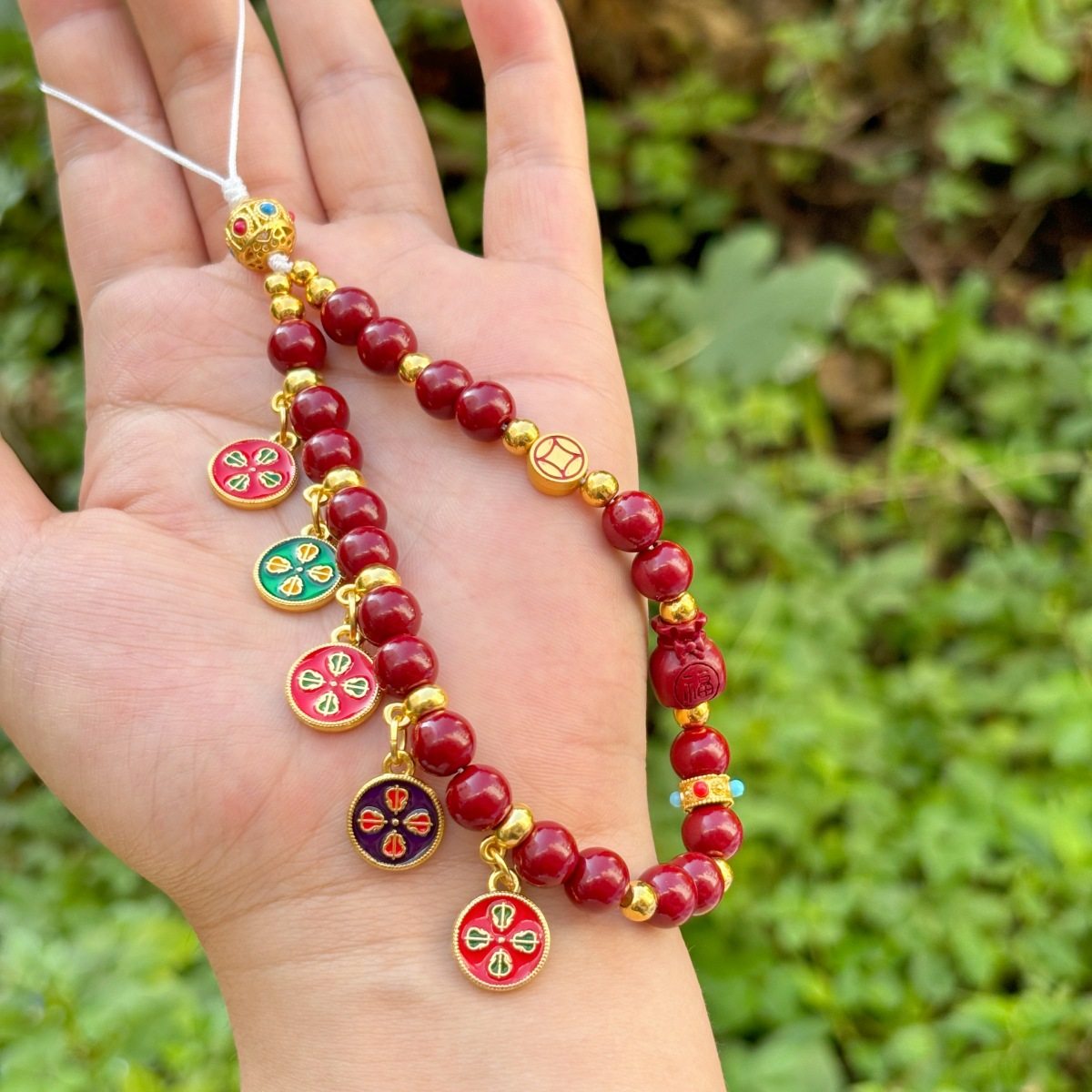 【寺庙同款】朱砂五路财神手机长款挂绳本命年朱砂手机链国潮手机,淘宝优惠券,粉丝福利购,淘宝优惠卷