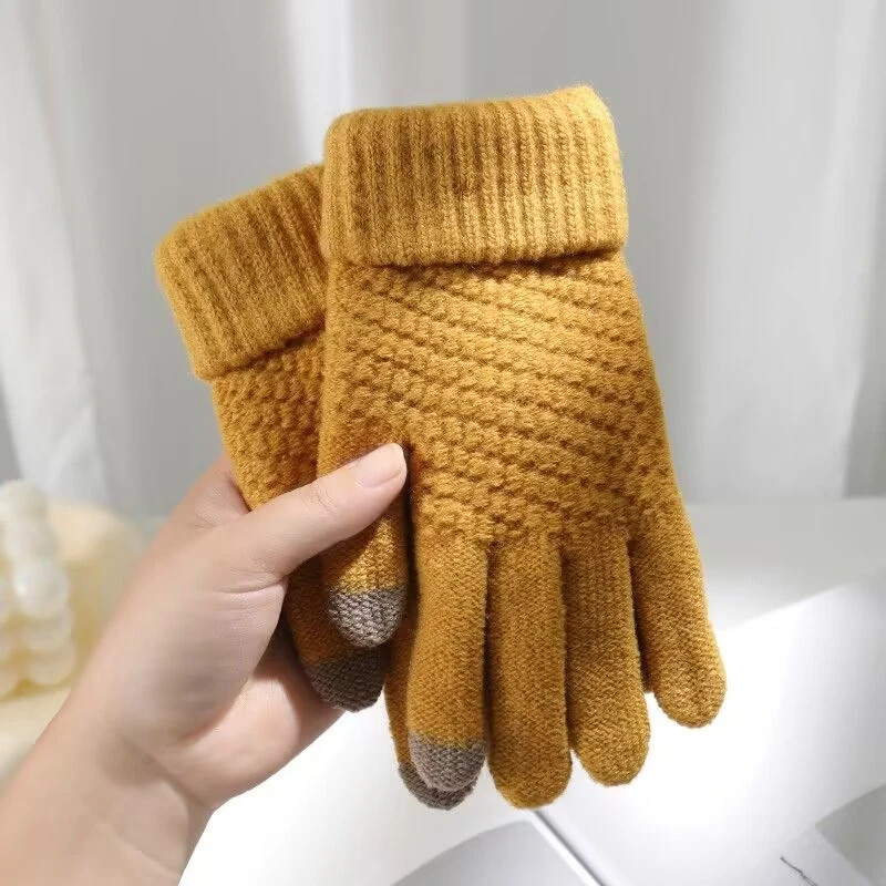 新款加厚触屏手套男女士秋冬季加绒保暖防寒户外骑行针织毛线手套,淘宝优惠券,粉丝福利购,淘宝优惠卷