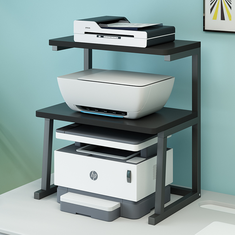 桌面上打复印机置物架多功能双层收纳整理办公室小型家用加高架子