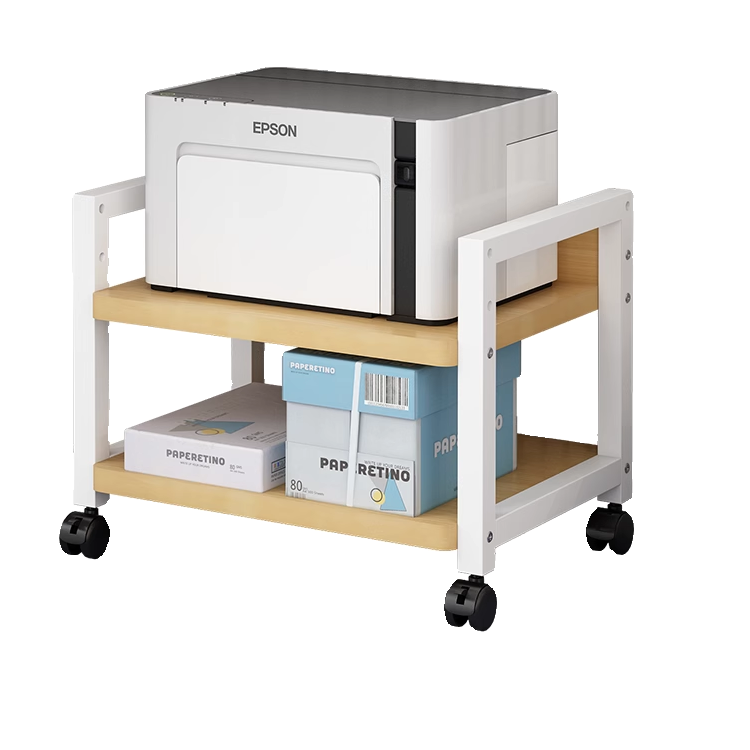 落地双层打印机置物架办公室书房桌下带轱辘可移动可调节高度架子,淘宝优惠券,粉丝福利购,淘宝优惠卷