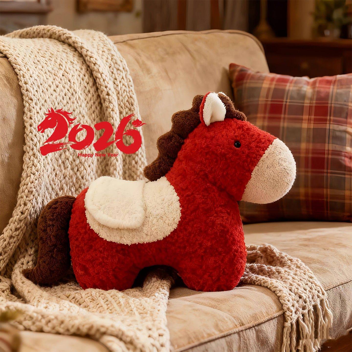 十二生肖马年吉祥物好运小马儿童新年礼物毛绒公仔抱枕软萌可爱女,淘宝优惠券,粉丝福利购,淘宝优惠卷