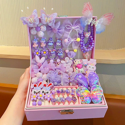 Детское кольцо, ожерелье, цепочка, комплект, браслет, аксессуар для волос, коробочка для хранения, делюкс издание