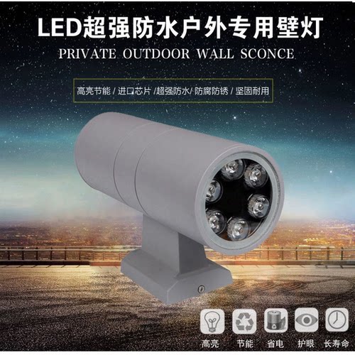LED壁灯户外防水单双头射灯9W12W18W庭院别墅筒灯过道外墙洗墙灯 - 图1