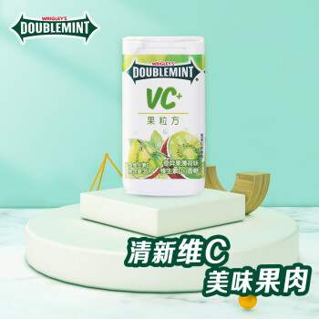 绿箭(DOUBLEMINT)无糖口香糖维生素C弹立方奇异果薄荷味35g/盒 - 图0