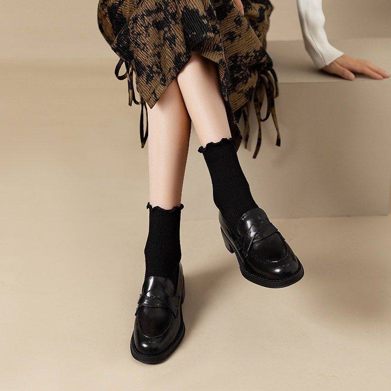 英伦风复古一脚蹬乐福鞋女2026年新款通勤百搭小皮鞋圆头粗跟单鞋,淘宝优惠券,粉丝福利购,淘宝优惠卷