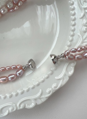 轻奢小众双层叠戴天然粉紫色强光淡水小米粒珍珠项链女七夕情人节